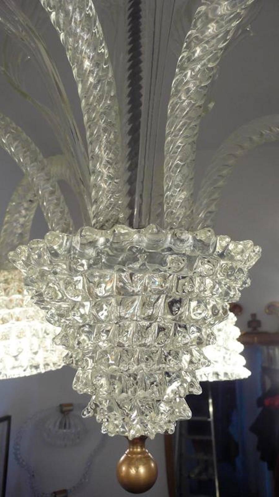 Art Deco Rostrato Chandelier by Ercole Barovier, Murano, 1940s In Excellent Condition In Budapest, HU