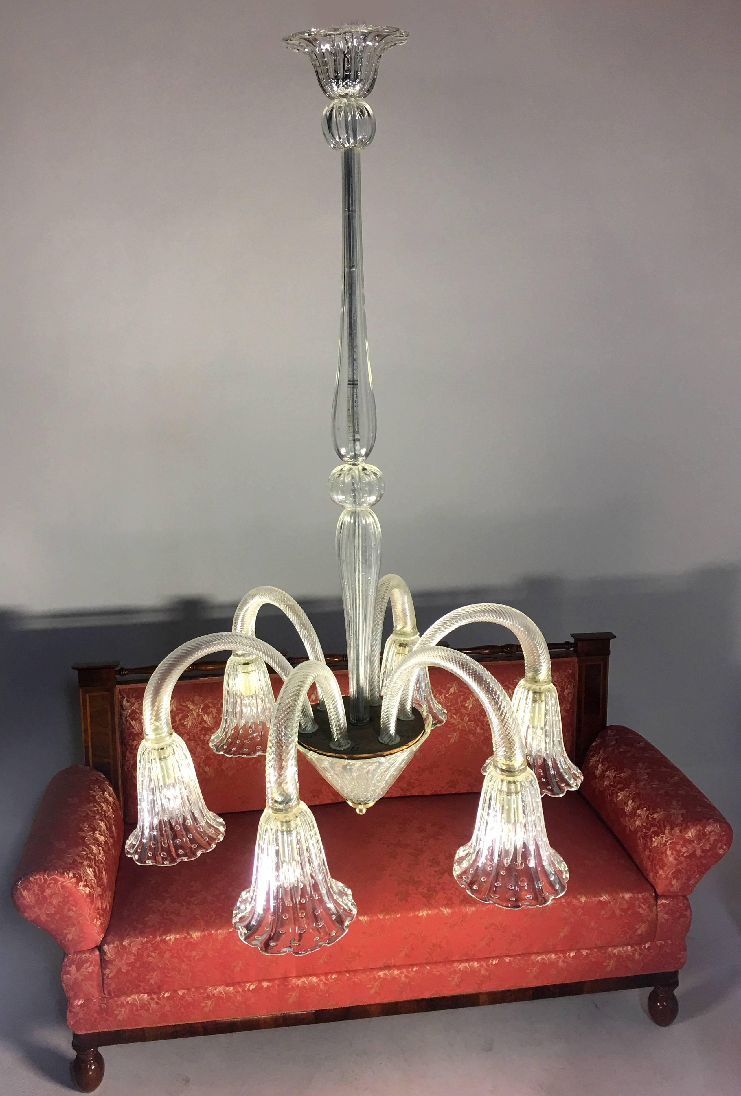 Amazing and elegant handblown Bulicante Murano chandelier by Ercole Barovier, circa 1940.
Measure: Diameter cm 70
Height cm 115
From Private collection.