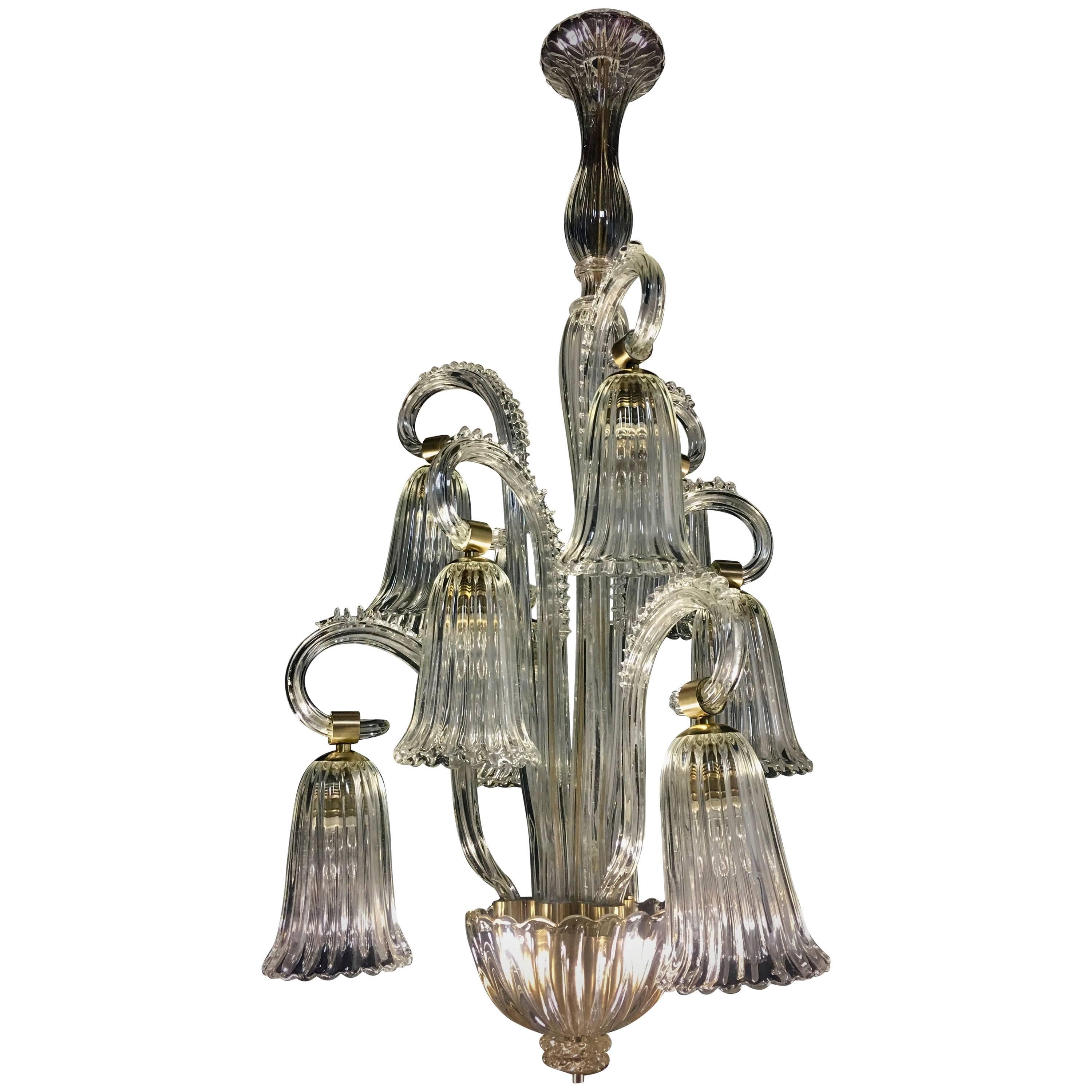 Charming Italian Chandelier by Ercole Barovier, Murano, 1940s For Sale