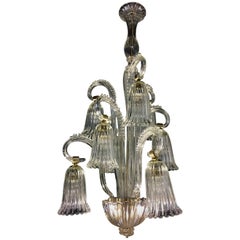 Charming Italian Chandelier by Ercole Barovier, Murano, 1940s