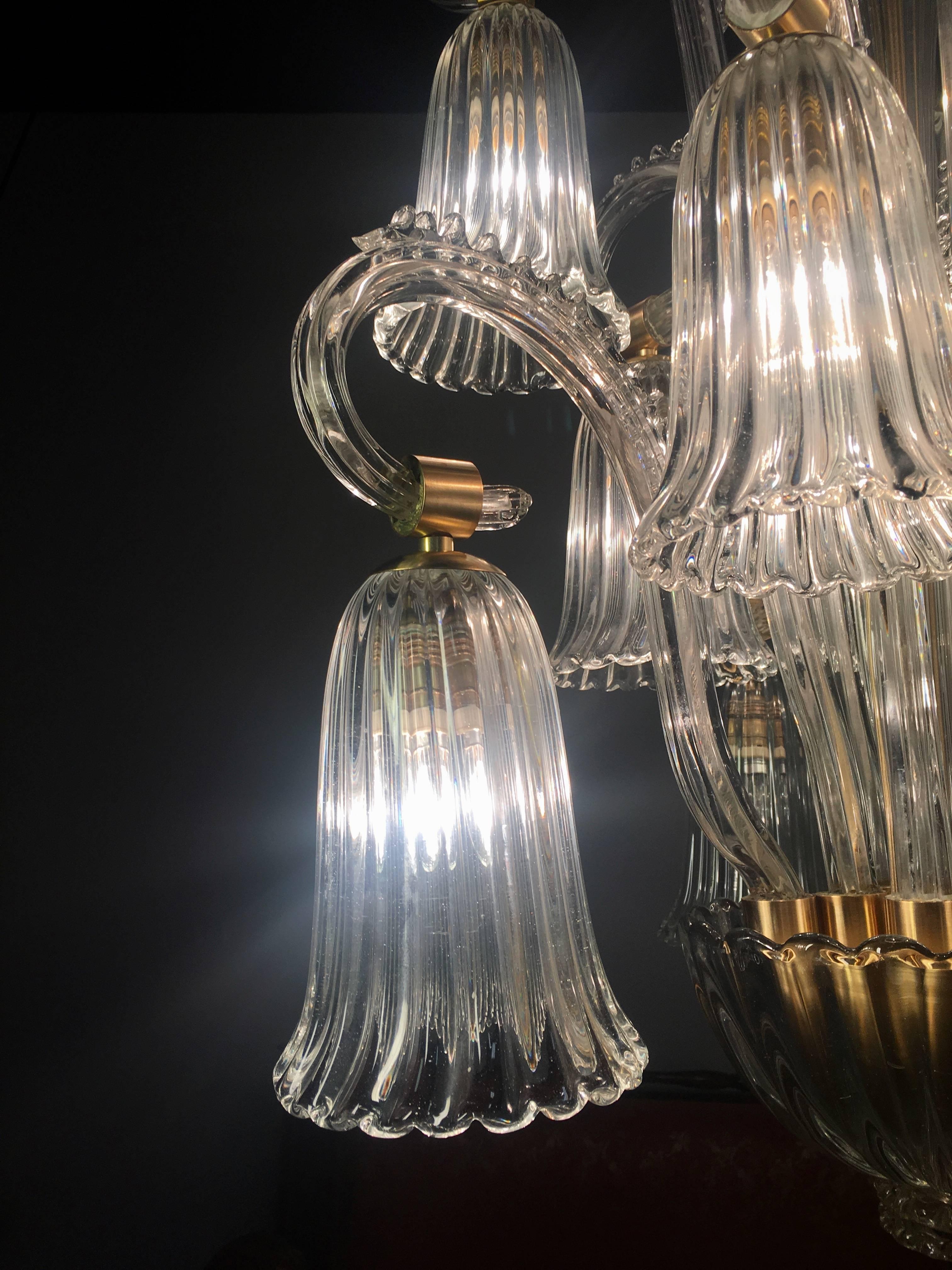 Charming Italian Chandelier by Ercole Barovier, Murano, 1940s For Sale 11