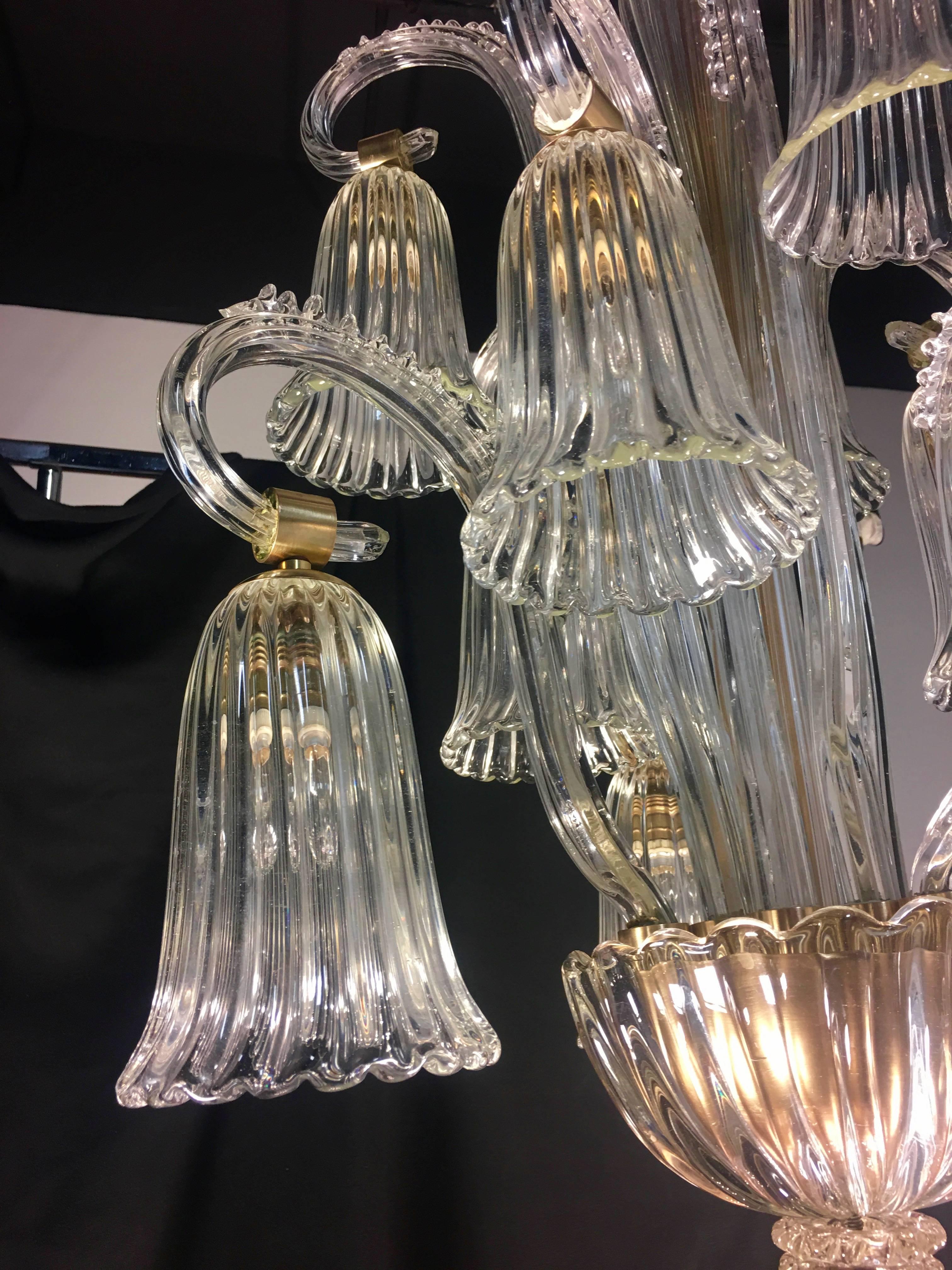 Charming Italian Chandelier by Ercole Barovier, Murano, 1940s For Sale 6