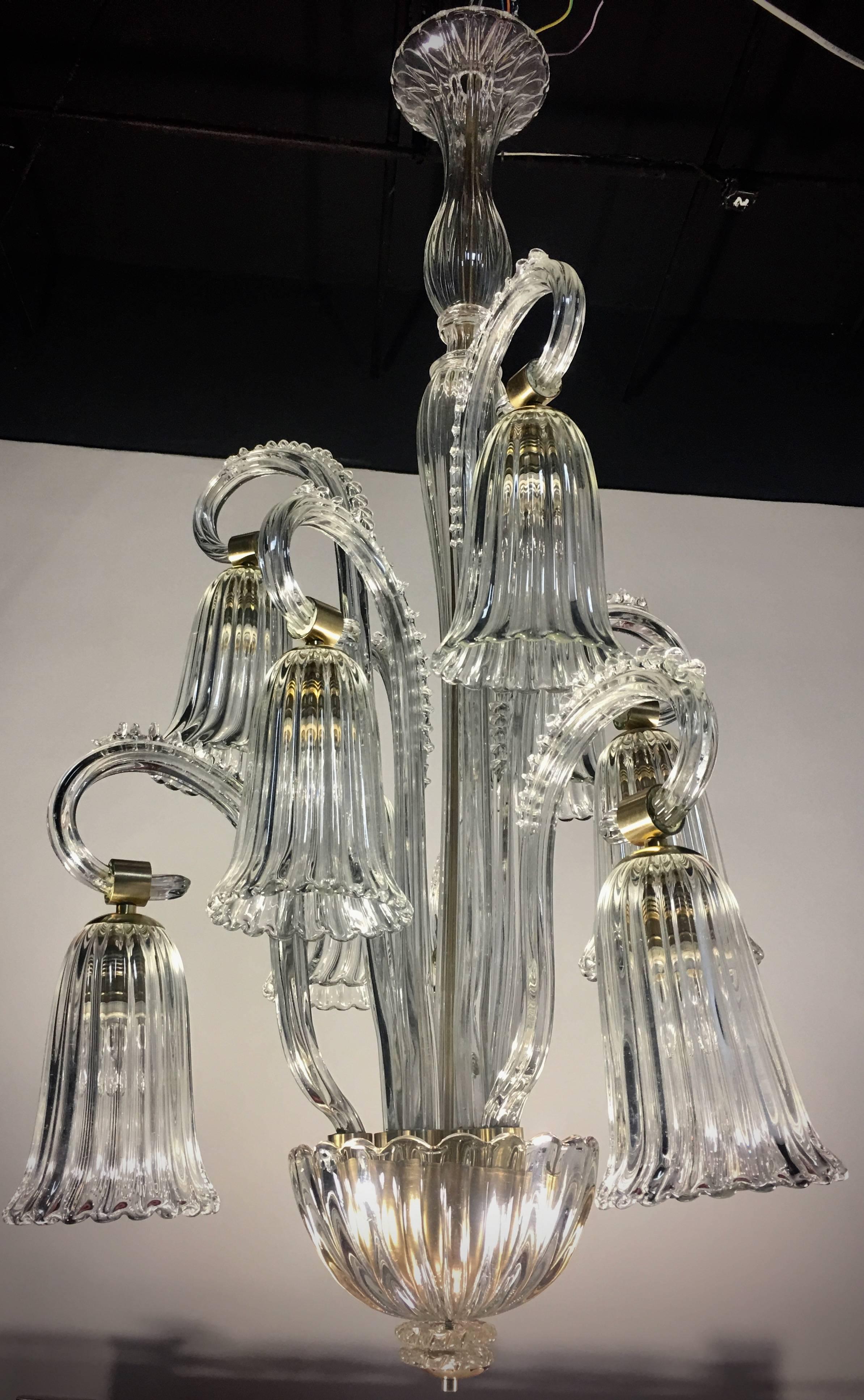 Charming Italian Chandelier by Ercole Barovier, Murano, 1940s For Sale 9