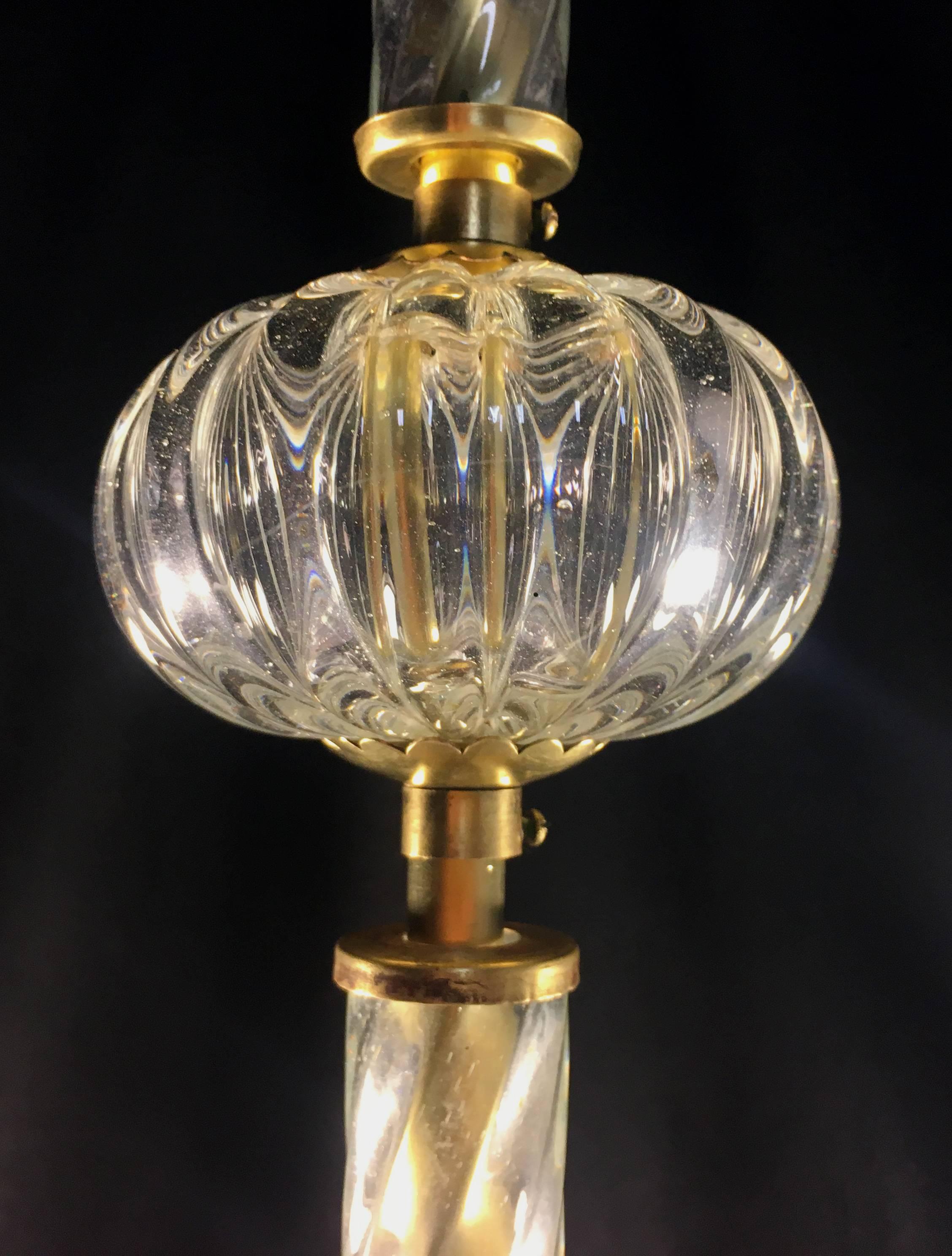 Brass Art Deco Chandelier by Ercole Barovier, Murano, 1940s