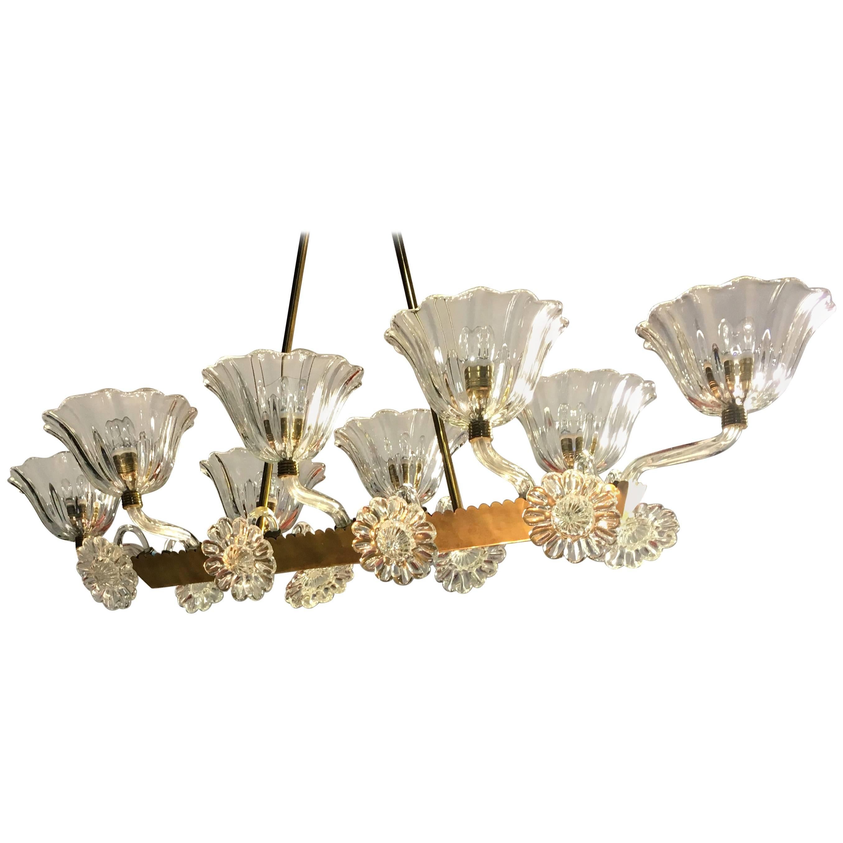 Amazing Liberty Chandelier by Ercole Barovier, Murano, 1940s For Sale