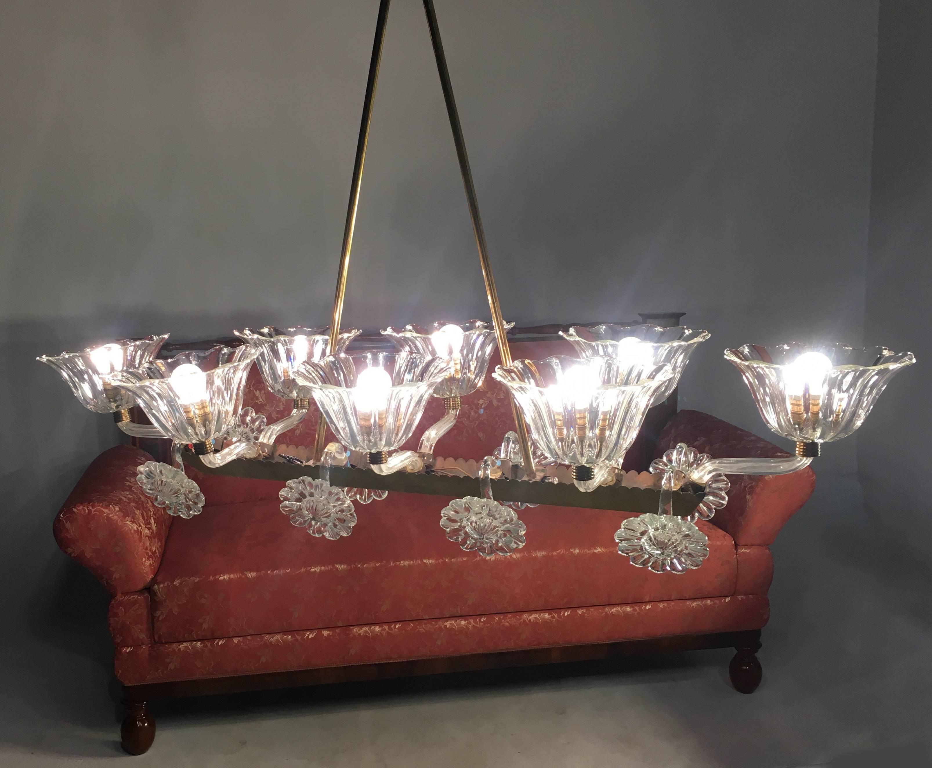Amazing Liberty Chandelier by Ercole Barovier, Murano, 1940s For Sale 2