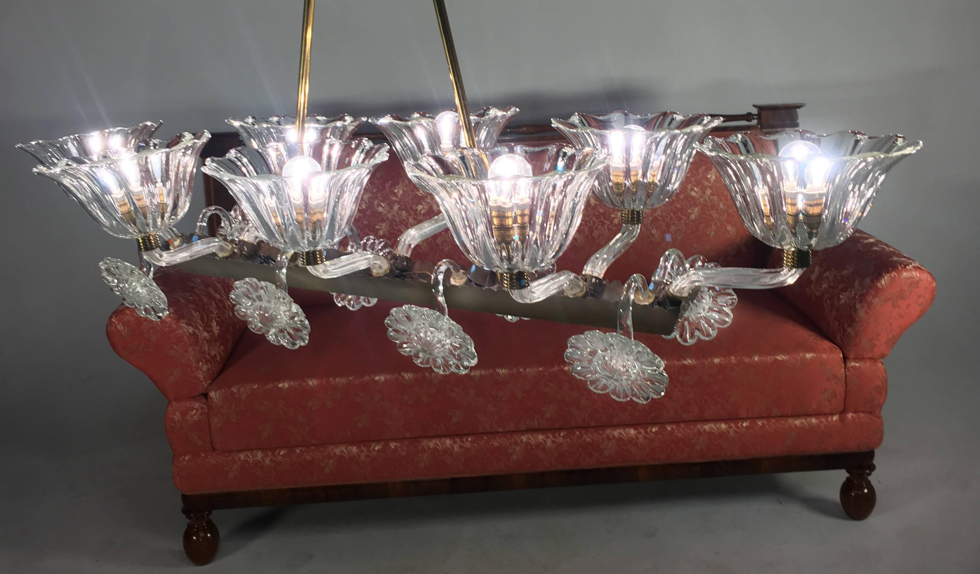 Amazing Liberty Chandelier by Ercole Barovier, Murano, 1940s For Sale 3