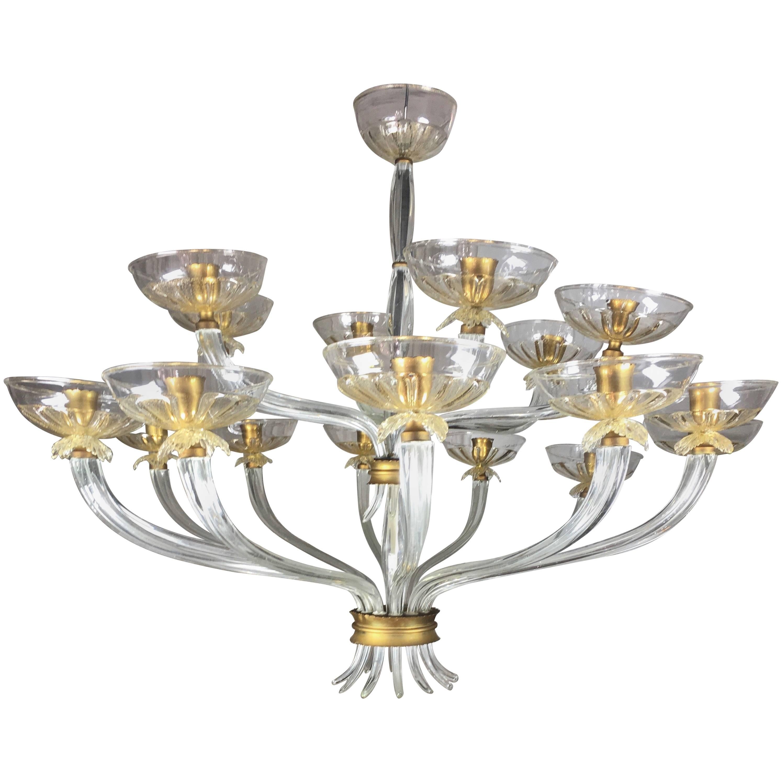 Luxurious Chandelier by Barovier & Toso, Venice, 1940s