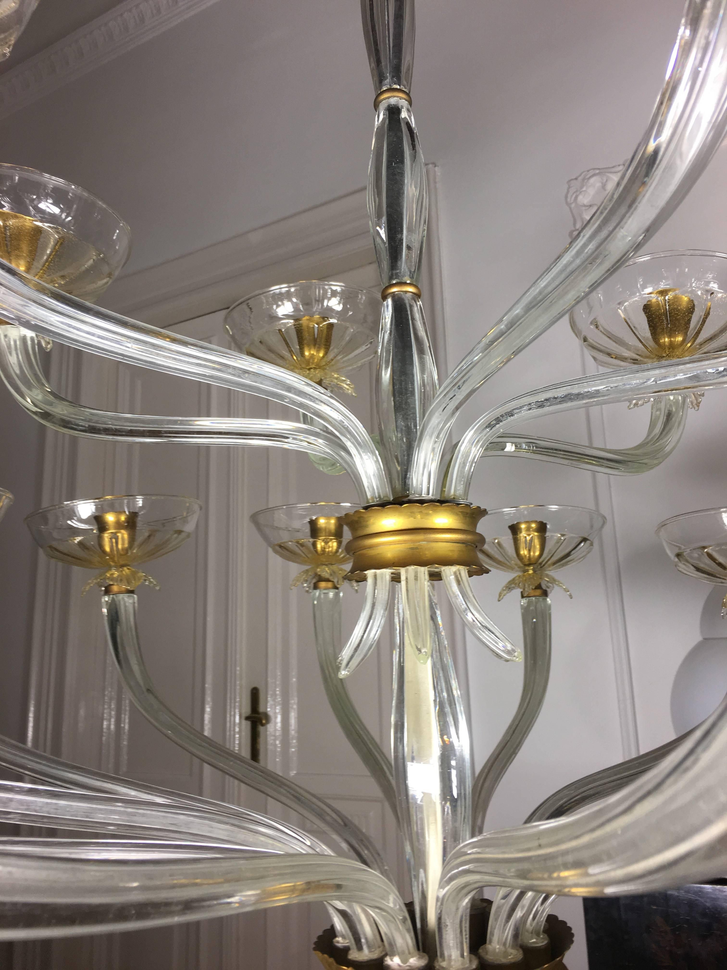 Luxurious Chandelier by Barovier & Toso, Venice, 1940s 2