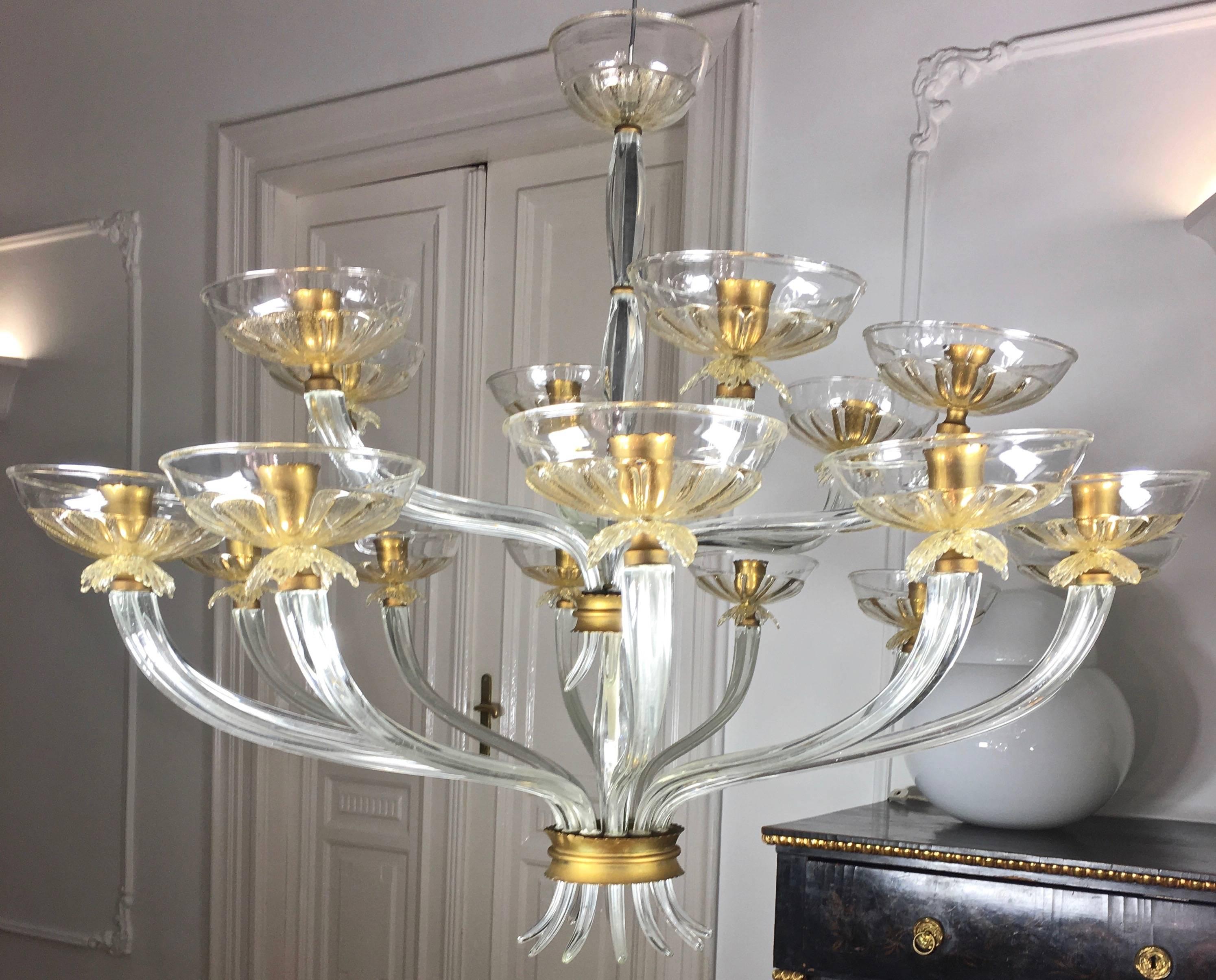 Luxurious Chandelier by Barovier & Toso, Venice, 1940s 3