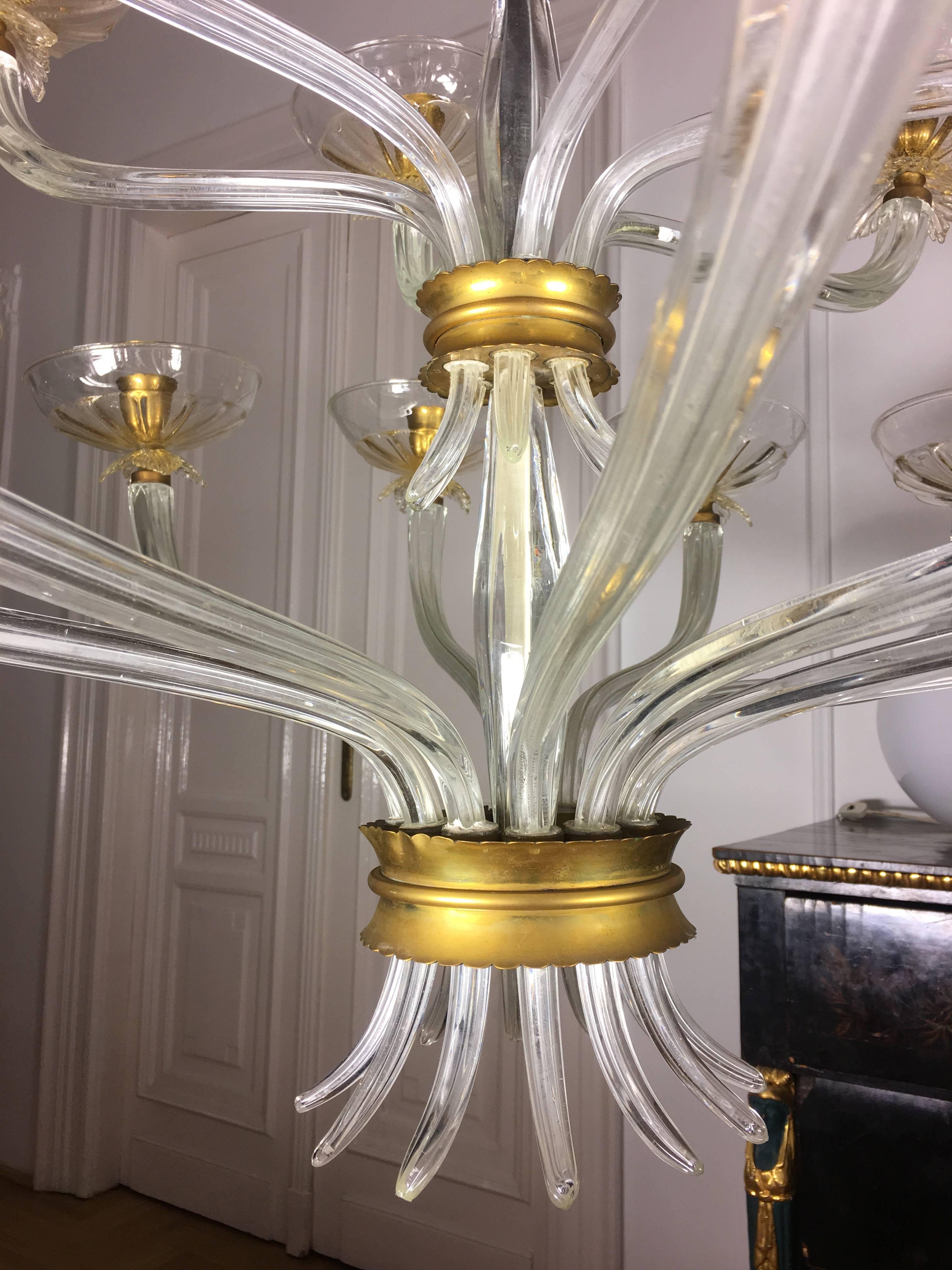 Luxurious Chandelier by Barovier & Toso, Venice, 1940s 4