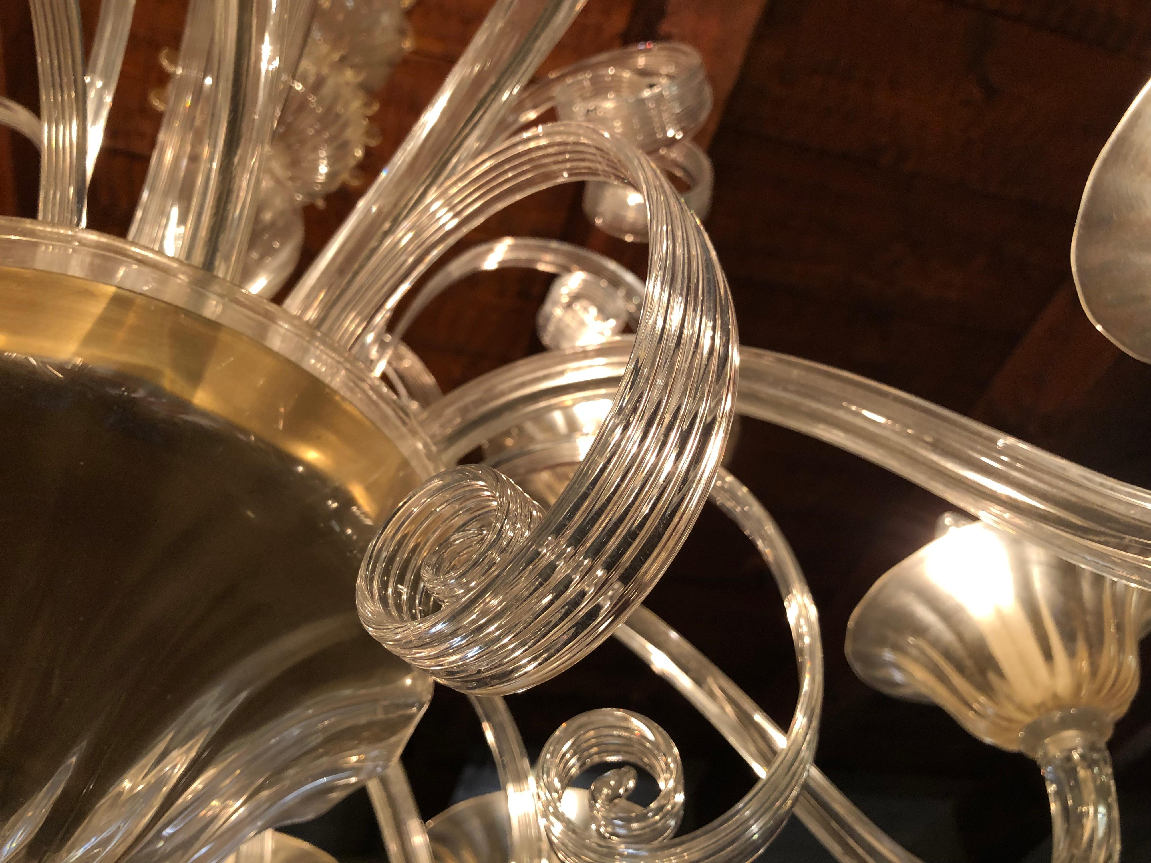 Murano Chandelier by Seguso, 12-Arms, Murano, 1980s In Excellent Condition In Budapest, HU