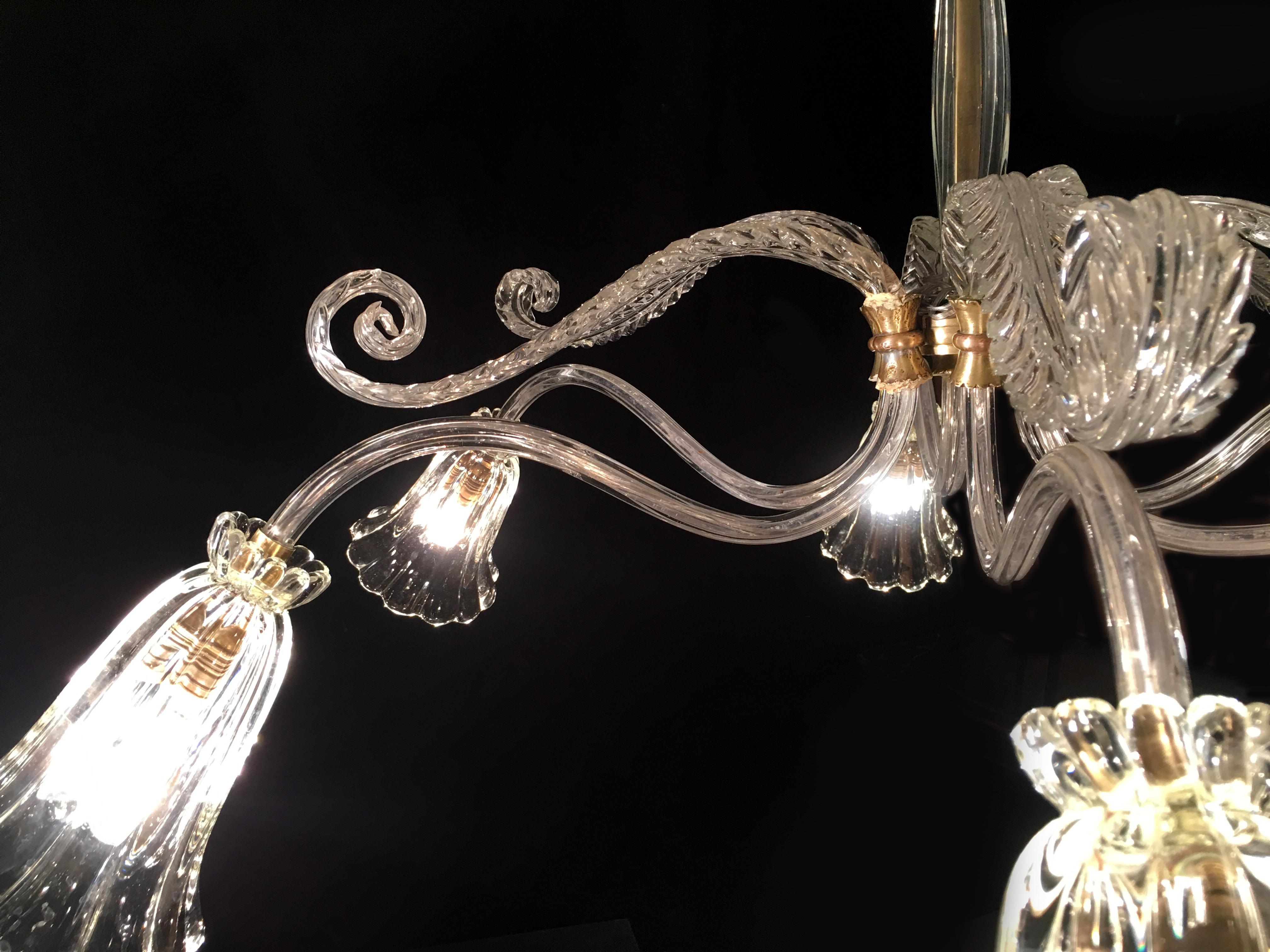 Liberty Chandelier by Ercole Barovier, Murano, 1940s For Sale 3