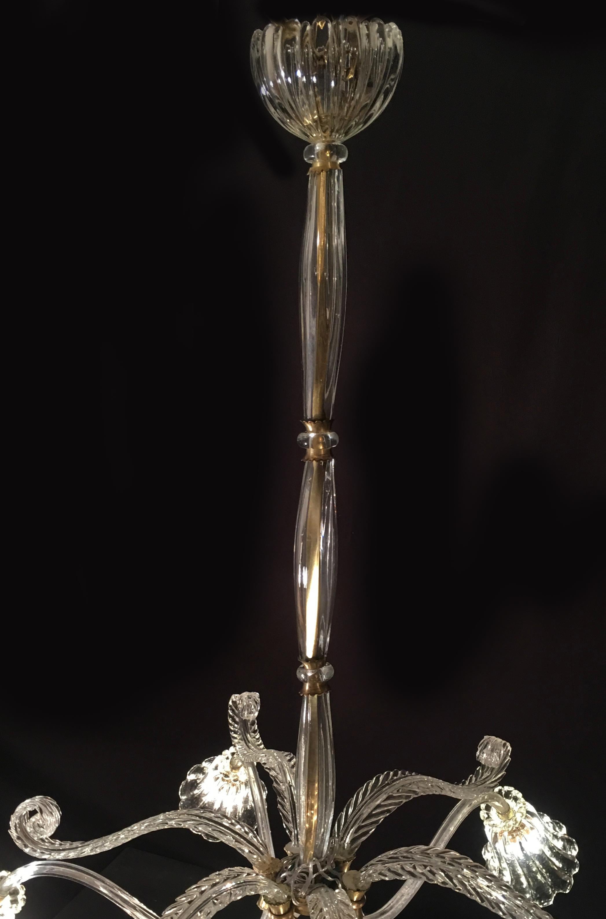 Liberty Chandelier by Ercole Barovier, Murano, 1940s For Sale 6