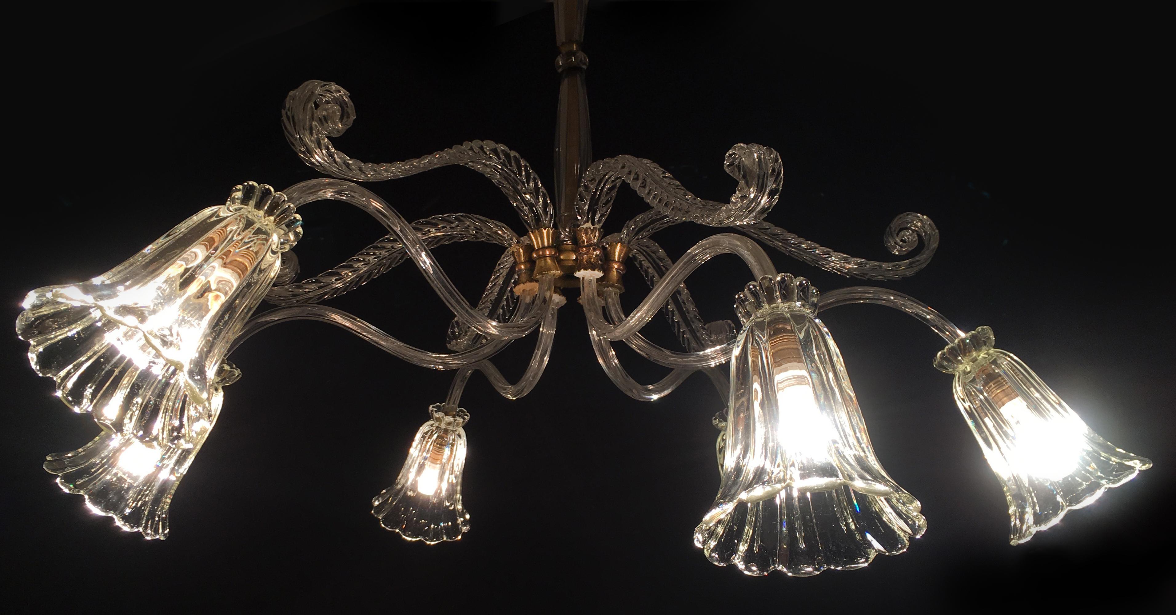 Liberty Chandelier by Ercole Barovier, Murano, 1940s For Sale 8