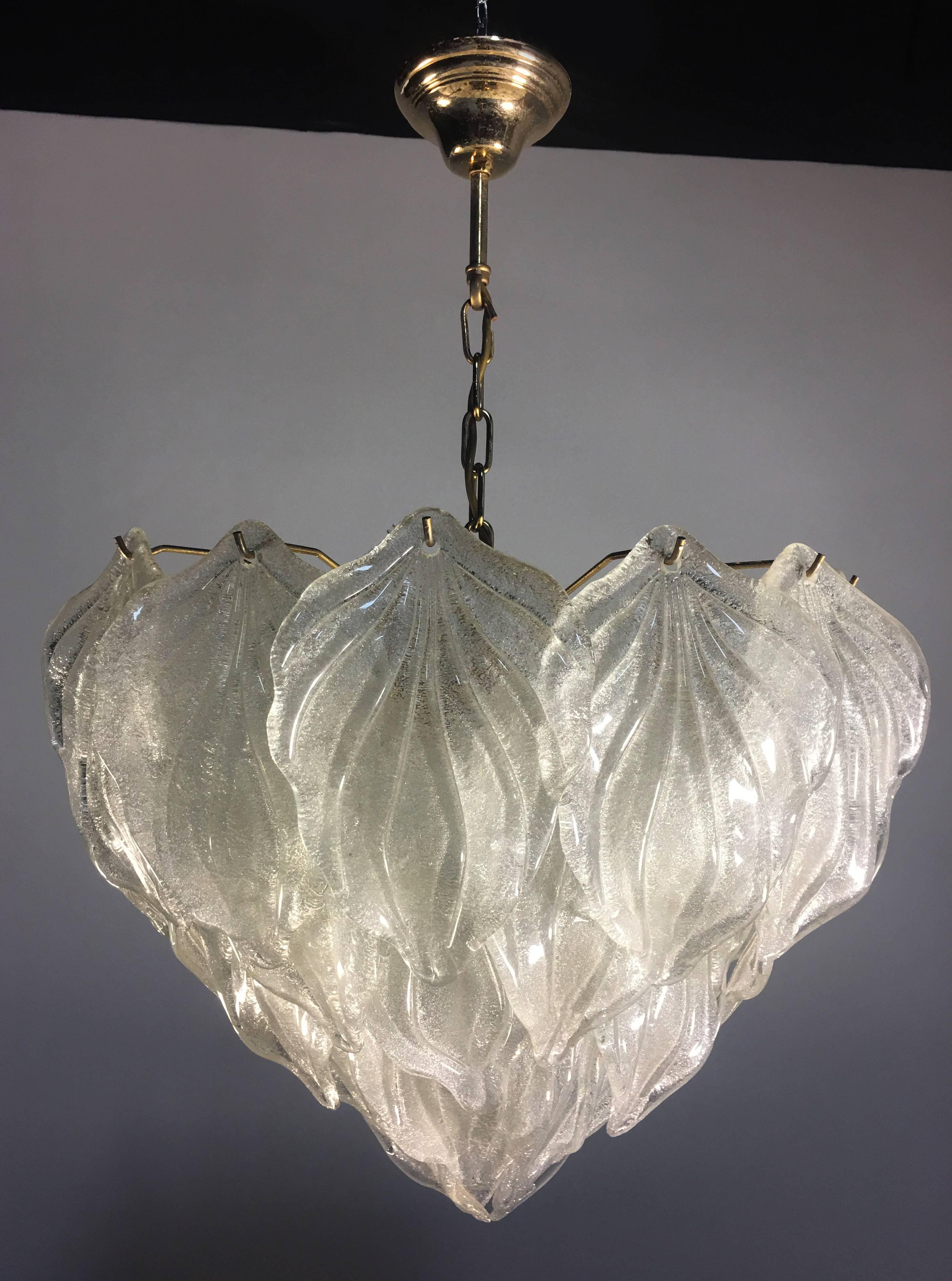Italian Murano Polar Ice Chandelier, Murano, 1970