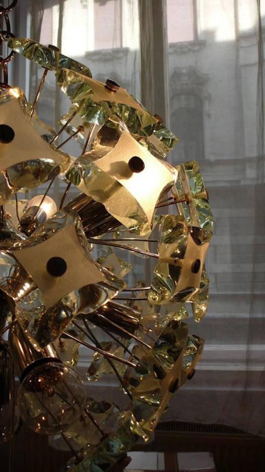 Cut-Glass Sputnik in Fontana Arte Style, 1960s For Sale 2