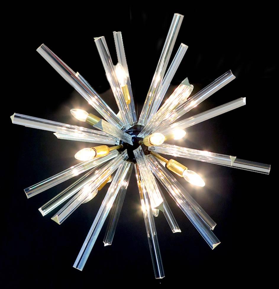 Metal Exceptional Crystal Prism Sputnik Chandelier, Murano, 1990