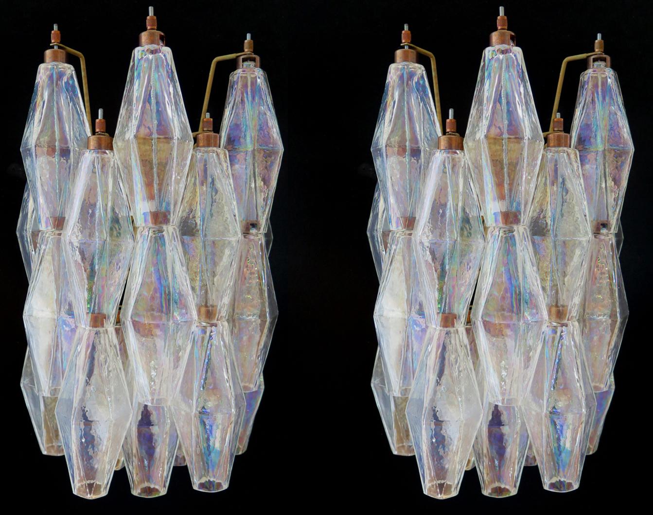 20th Century Set Six Sconces Iridescent Glass 