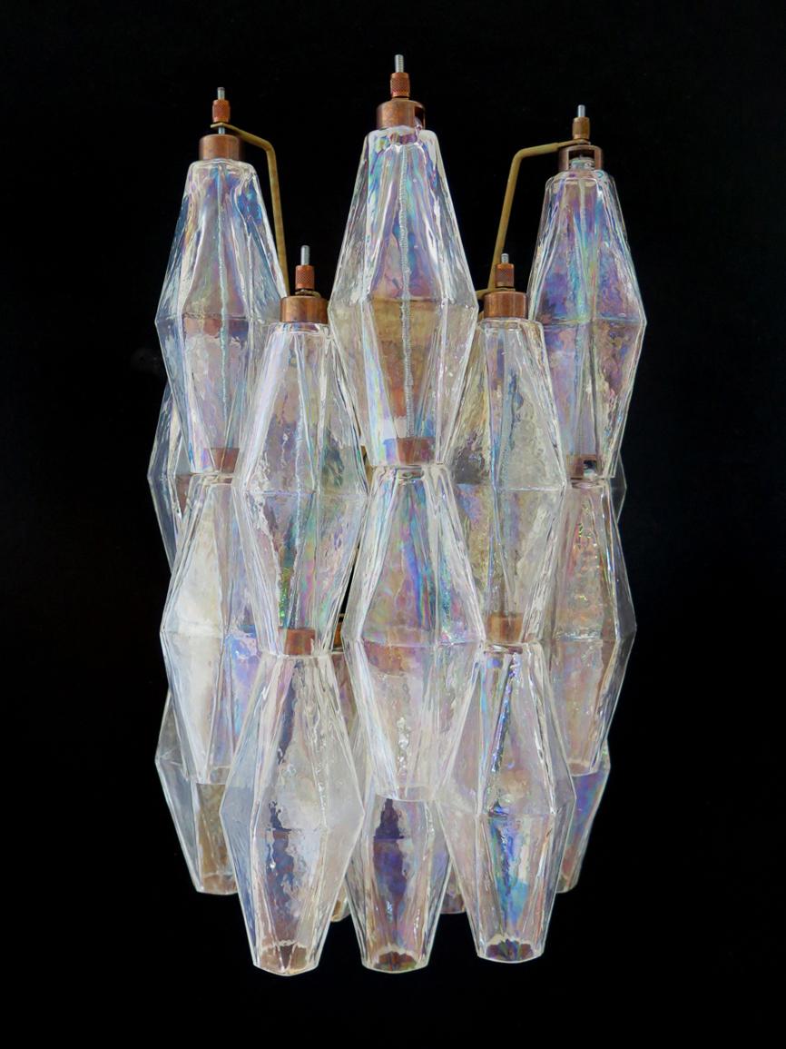 Murano Glass Set Six Sconces Iridescent Glass 