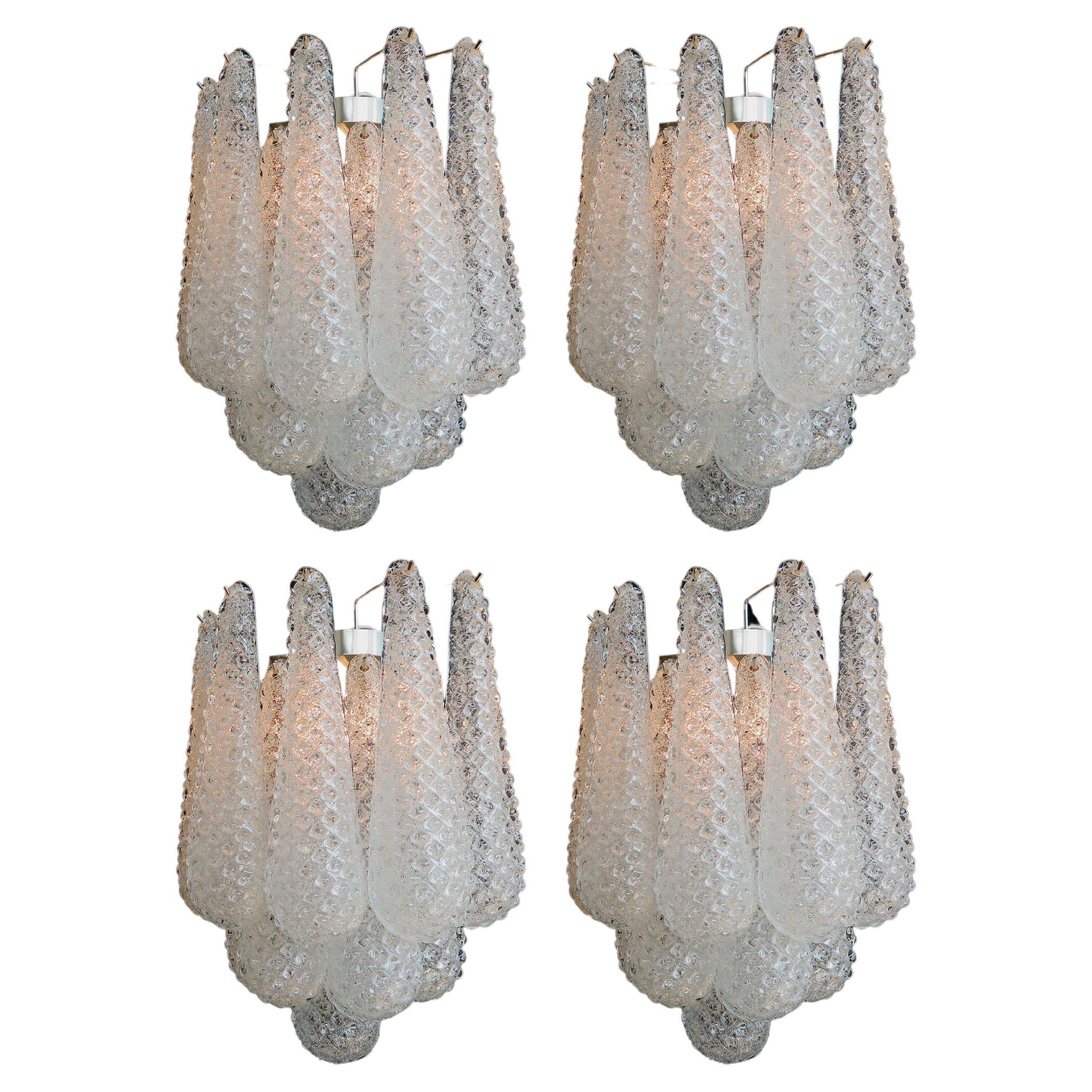 Set Four of Italian Wall Sconces, Murano, 1970s For Sale