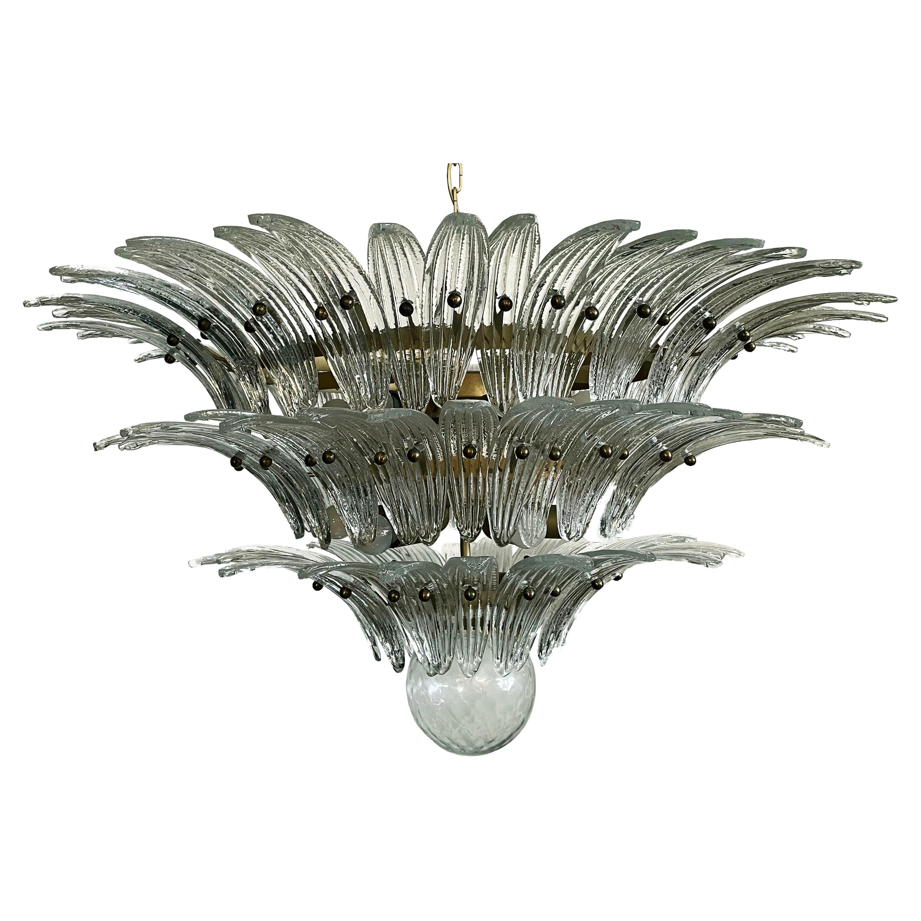 Italian Deco Leaves Murano Chandelier For Sale