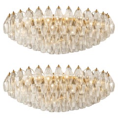 Pair of Poliedri Chandeliers, Murano
