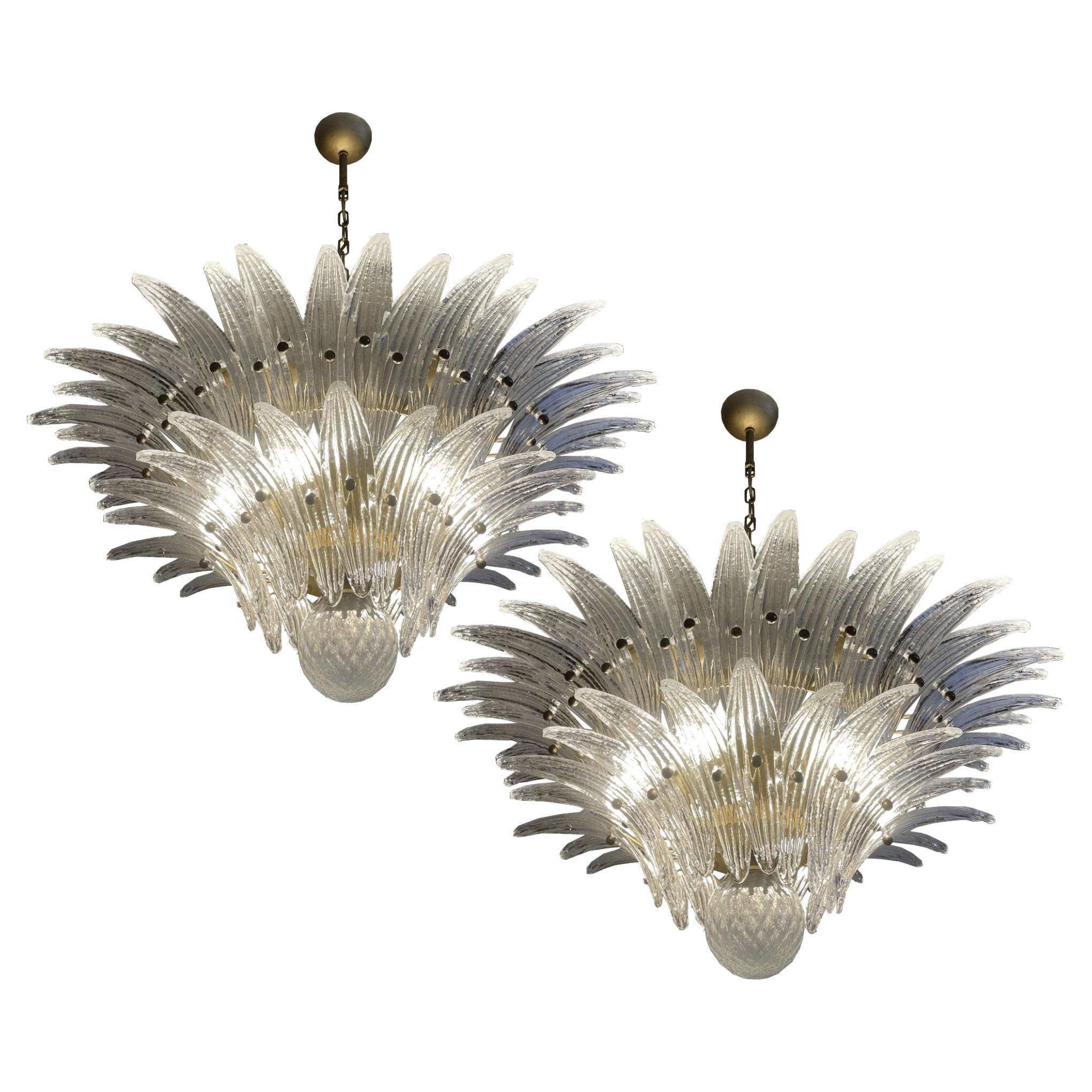 Mid-20th Century Spectacular Pair of Venetian Chandeliers, Murano, 1980s For Sale