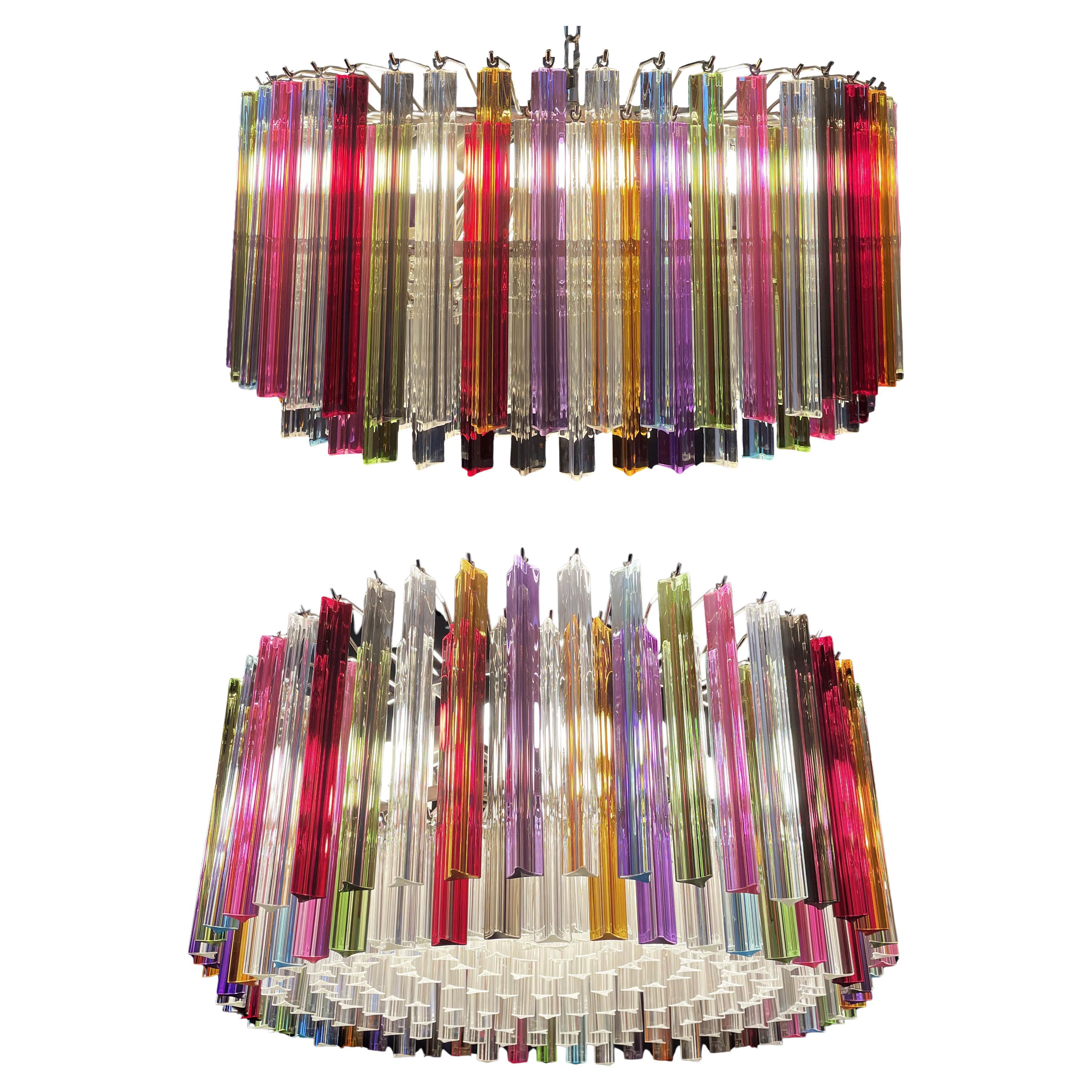 Spectacular Triedri Murano Glass Chandeliers, 265 Multicolored and Clear Prism