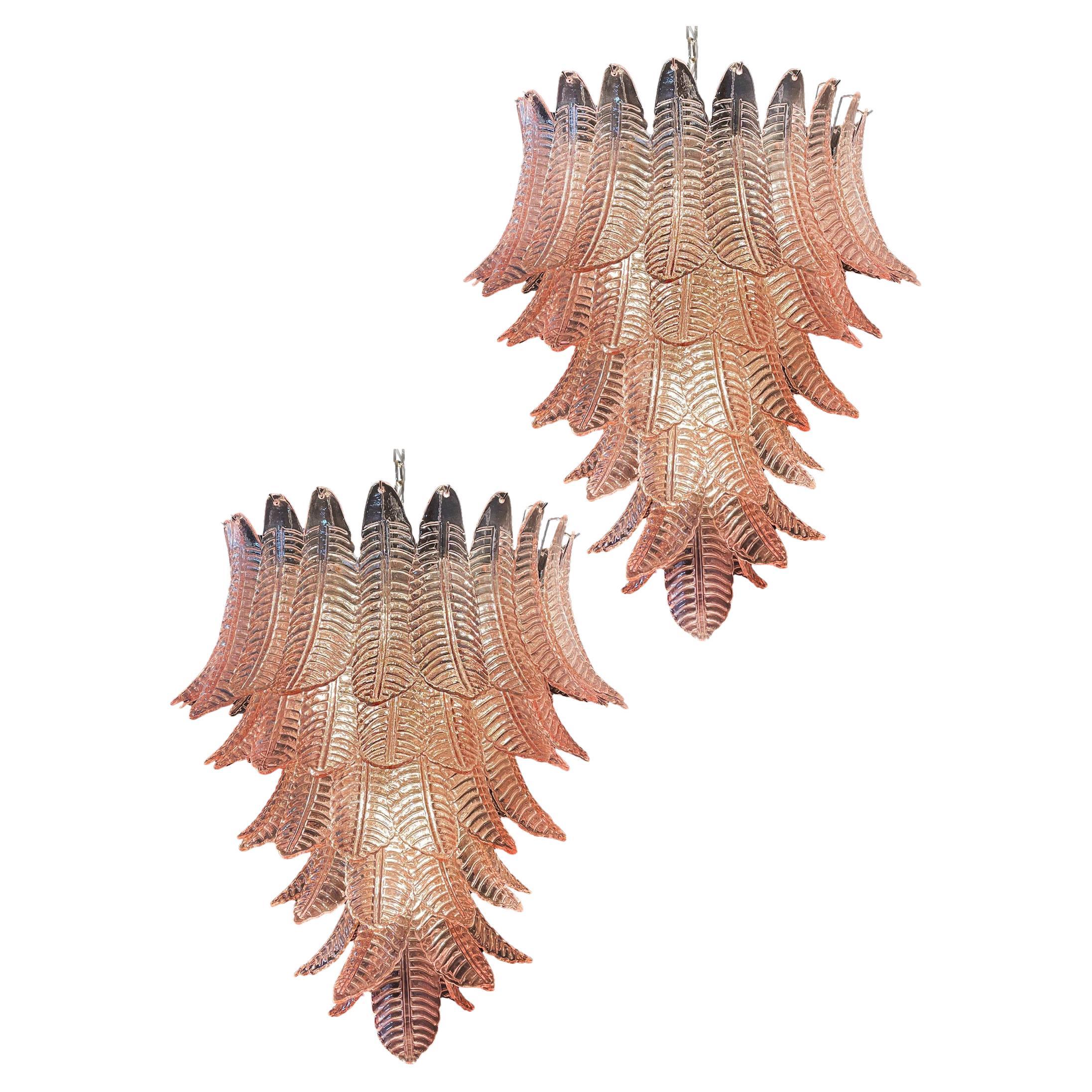 Enorme araña italiana de cristal de Murano PINK Felci - 75 vasos