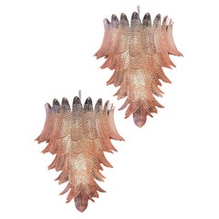 Enorme lampadario italiano in vetro di Murano PINK Felci - 75 bicchieri