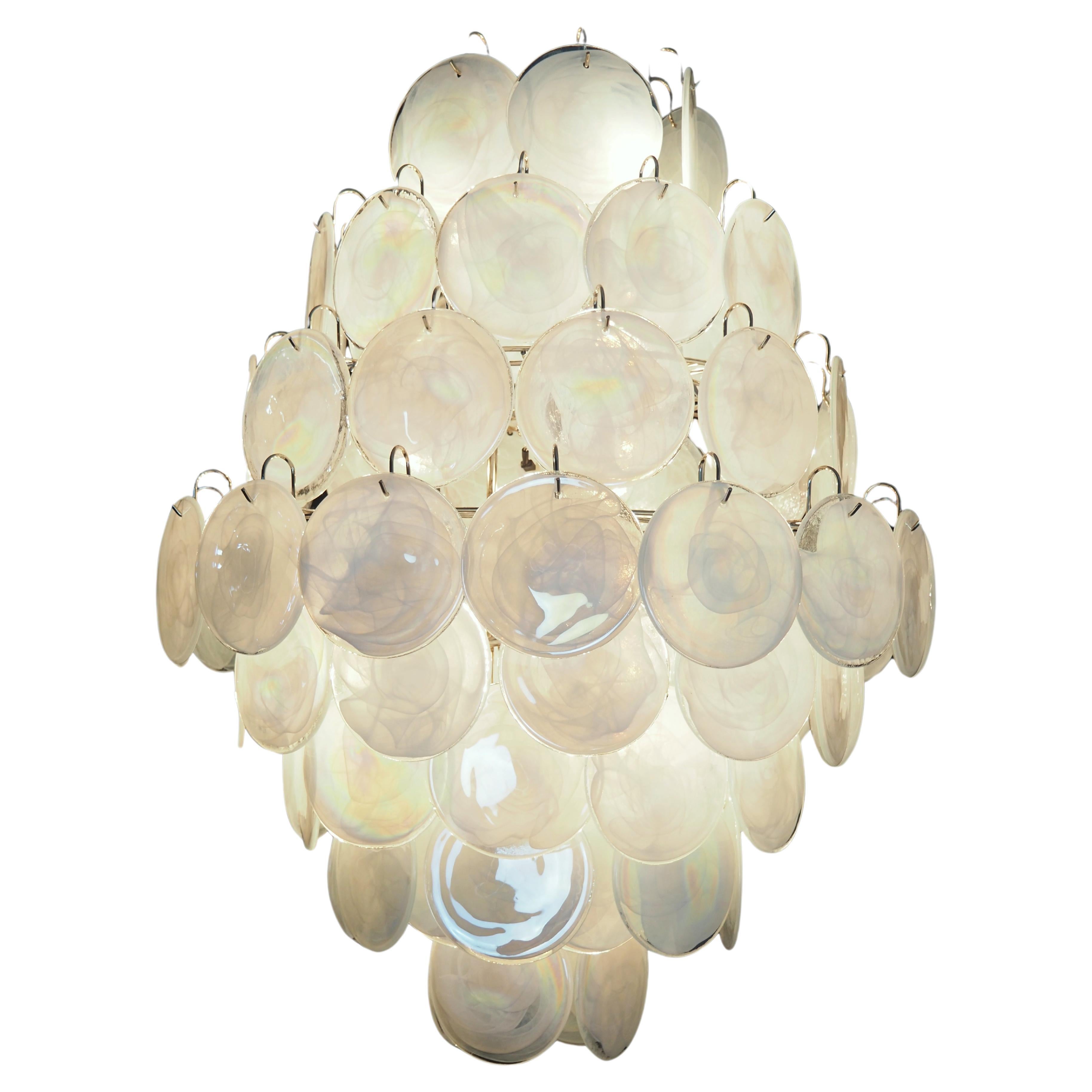 Mid-Century  Italian Murano alabaster disks chandelier