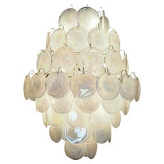 Used Mid-Century  Italian Murano alabaster disks chandelier