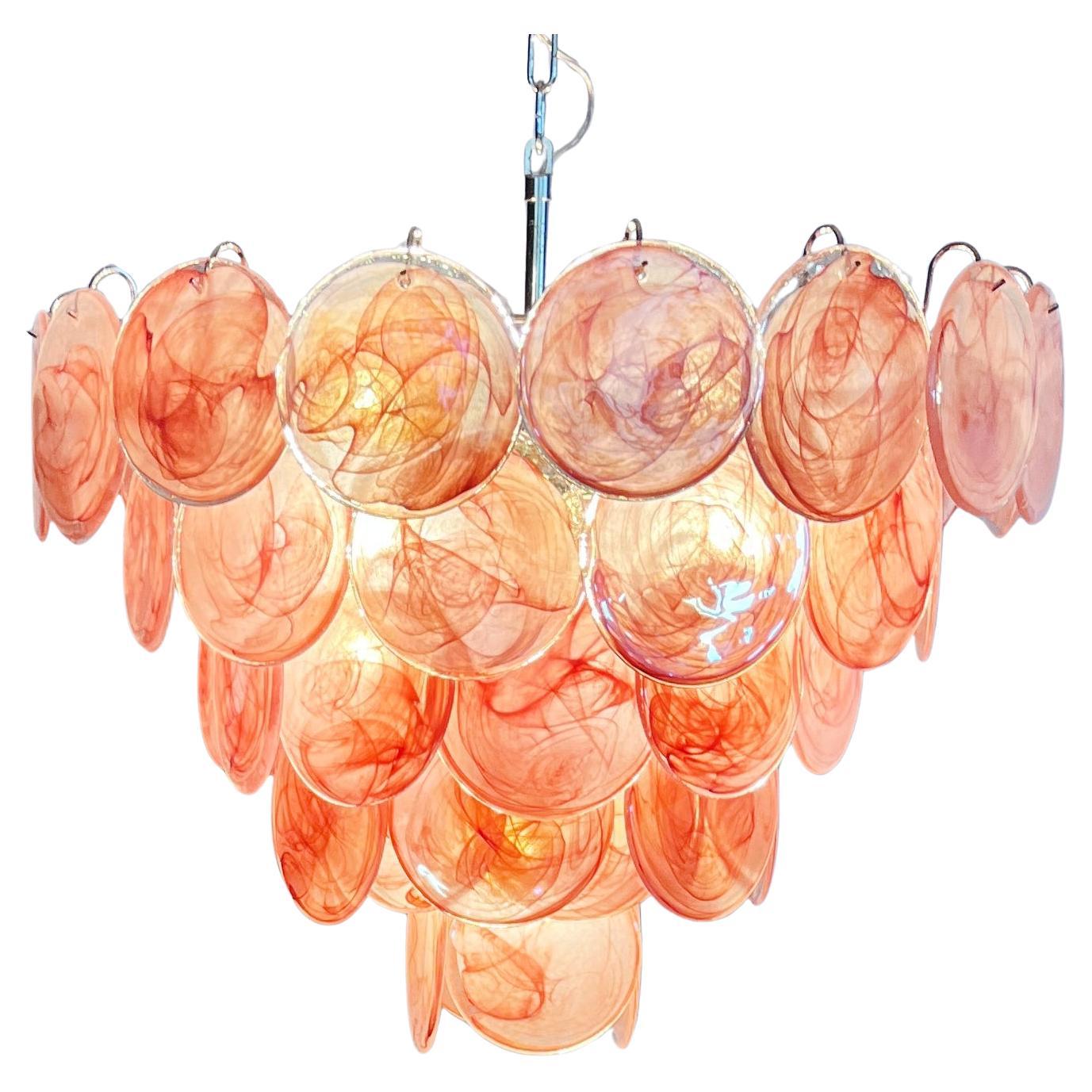 Schöner Murano-Kronleuchter, Raumzeitalter - 57 PINK schillernde Alabastergläser