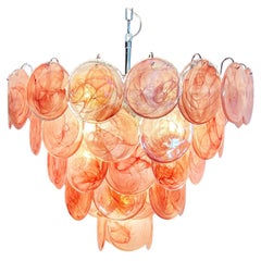 Beautiful Murano Chandelier space age - 57 PINK alabaster iridescent glasses