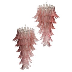 Majestuosas arañas espirales italianas de cristal de Murano Felci - 83 vidrios rosas