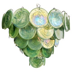 Retro Beautiful High quality Murano chandelier - 57 green alabaster iridescent