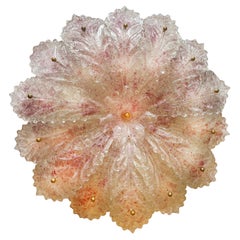 Plafonnier de Murano précieux rose fleuri, 1980
