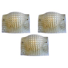 Trio of Wall Lamps Barovier Style. Murano, 1970s
