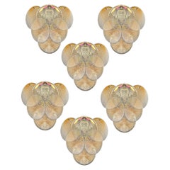 Set of Six Wall Sconces Iridescent Murano Discs