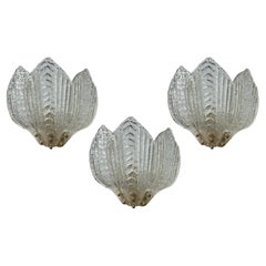 Divine Butterflies, Set of Three Magnificent Murano Wall Sconces, 1980's