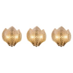 Divine Butterflies, Set of Three Magnificent Murano Wall Sconces, 1980's