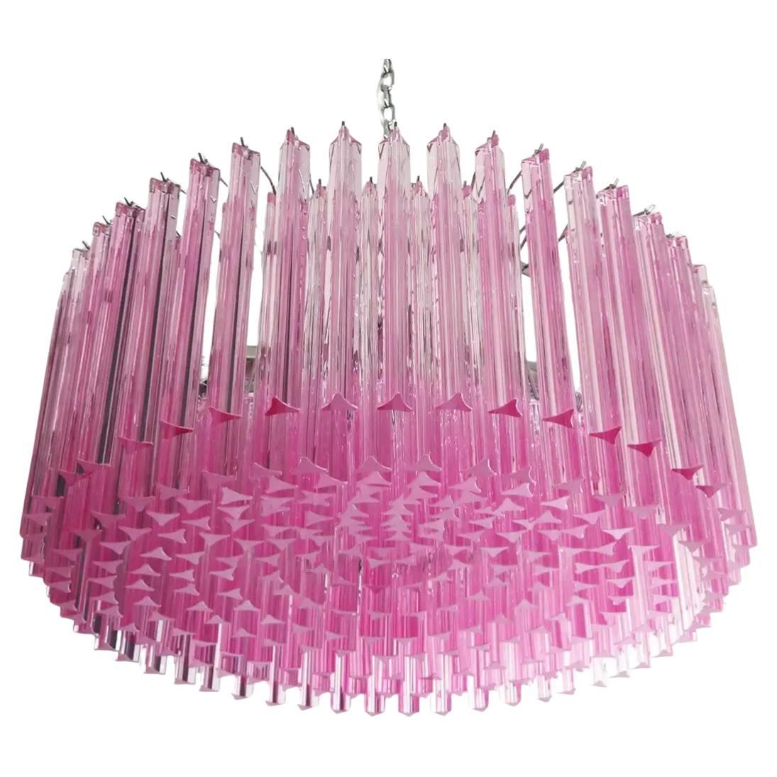 Pink Glass Chandelier, Murano en vente