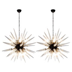 Pair Glass Sputnik Chandeliers, 51 glasses, Murano