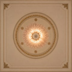 Lampadario monumentale a forma di foglia in vetro rosa, Murano
