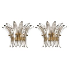 Pair Italian Palmette Sconces Barovier & Toso Style, Murano