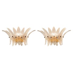 Pair Italian Palmette Sconces Barovier & Toso Style, Murano