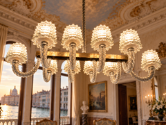 Ercole Barovier Midcentury "Rostrato" Murano Glass Italian Chandelier, 1940s