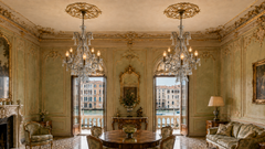 Lullaby in the Mist, Magnificent Pair of Murano Glass Chandeliers, 1950's