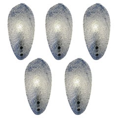 Snow White Butterflies, Set of Five Magnificent Murano Sconces, 1980's